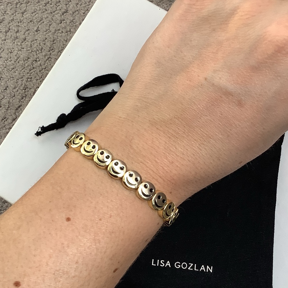 Lisa Gozlan Gold Smiley Face Bracelet- The Enamel